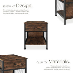 Tectake Bedside Table Killarney    - Industrial Wood Dark, Rustic - thumbnail 3