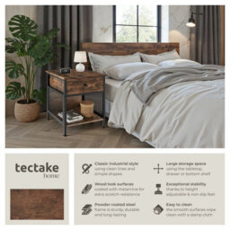 Tectake Bedside Table Killarney    - Industrial Wood Dark, Rustic - thumbnail 2