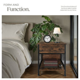 Tectake Bedside Table Killarney    - Industrial Wood Dark, Rustic - thumbnail 5