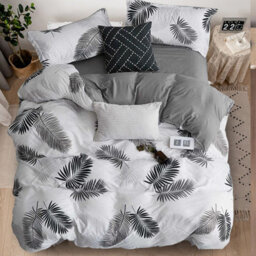 Ameha Printed Duvet Cover 3 Piece Set With Matching Pillowcase Soft Microfiber Leaf Floral Double (200X200Cm) - thumbnail 6