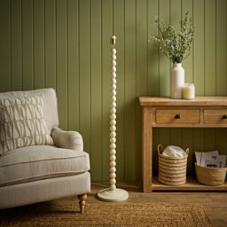 Valuelights Bobbin Cream Wooden Bobble Floor Lamp Base