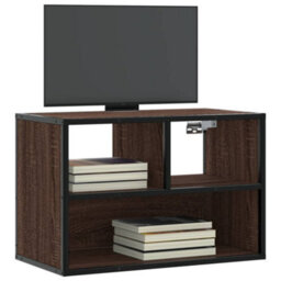 Berkfield Tv Cabinet Brown Oak 60X31X39.5 Cm Engineered Wood And Metal
