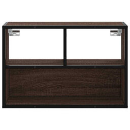 Berkfield Tv Cabinet Brown Oak 60X31X39.5 Cm Engineered Wood And Metal - thumbnail 4