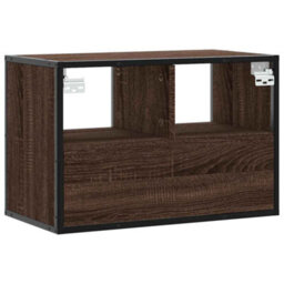 Berkfield Tv Cabinet Brown Oak 60X31X39.5 Cm Engineered Wood And Metal - thumbnail 6