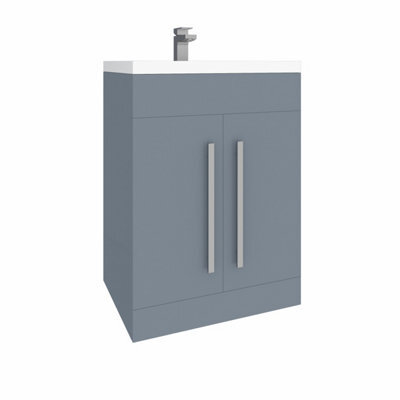 Rinse Bathrooms 600mm Free Standing Vanity Unit With Basin Sink Cabinet Unit Bathroom Storage Units Gloss Grey Painting - image 1