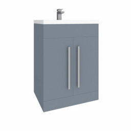 Rinse Bathrooms 600mm Free Standing Vanity Unit With Basin Sink Cabinet Unit Bathroom Storage Units Gloss Grey Painting - thumbnail 1