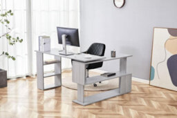 Kosy Koala Grey Office Desk With Black Velvet Upholstered Chair Wooden Room Furniture - thumbnail 4