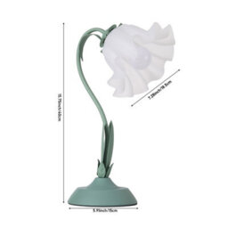 Living And Home Green Artistic Floral Table Lamp With Petal Lampshade , Dimmable Modern Bedside Lamp - thumbnail 9