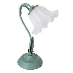 Living And Home Green Artistic Floral Table Lamp With Petal Lampshade , Dimmable Modern Bedside Lamp - thumbnail 4