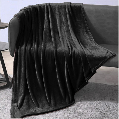 Groundlevel Large Faux Mink Super Soft Throw -Black - image 1