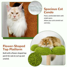 Bingopaw 142Cm Tall Wood Cat Tree Tower With Scratching Post Branches, 2-Tier Tree Hole Cat Condo - thumbnail 9