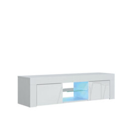 Tv Unit Loom 130Cm - White With Gloss Doors And Led Lights - thumbnail 9