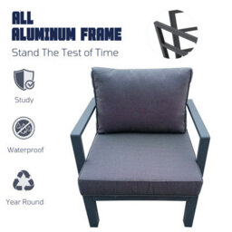9 Seater Aluminium Frame Garden Corner Sofa Set With Rising Dining Table - thumbnail 7