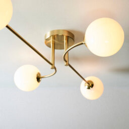 Anson Lighting Consort 4Lt Semi Flush Light Finished In Satin Brass Plate And Opal Glass - thumbnail 3