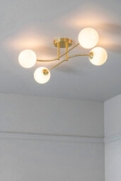 Anson Lighting Consort 4Lt Semi Flush Light Finished In Satin Brass Plate And Opal Glass