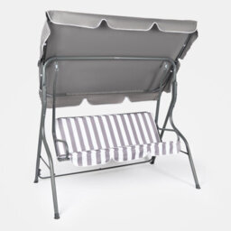 Ohs 3 Seater Swing Bench Garden Furniture Set Outdoor Canopy Patio Sofa, Grey - thumbnail 4