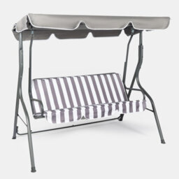Ohs 3 Seater Swing Bench Garden Furniture Set Outdoor Canopy Patio Sofa, Grey - thumbnail 6