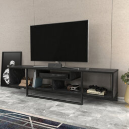 Decorotika Astona Tv Stand Tv Unit For Tvs Up To 65 Inch Black Marble Effect And Black - thumbnail 2