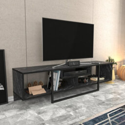 Decorotika Astona Tv Stand Tv Unit For Tvs Up To 65 Inch Black Marble Effect And Black - thumbnail 4