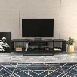 Decorotika Astona Tv Stand Tv Unit For Tvs Up To 65 Inch Black Marble Effect And Black
