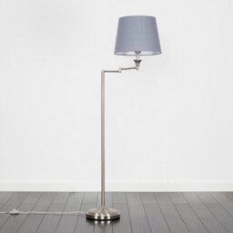 Valuelights Sinatra Adjustable Swing Arm Floor Lamp In Brushed Chrome Finish With Grey Tapered Light Shade With Led Gls Bulb - thumbnail 4