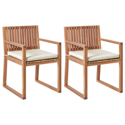 Beliani Set Of 2 Garden Chairs With Cushions Sassari Premium Certified Acacia Wood Light Beige - image 1