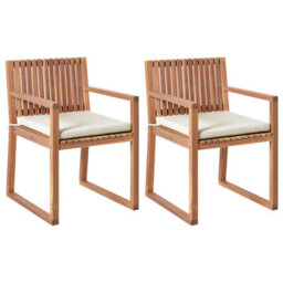 Beliani Set Of 2 Garden Chairs With Cushions Sassari Premium Certified Acacia Wood Light Beige - thumbnail 1