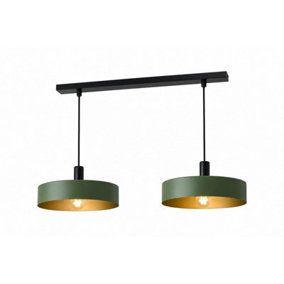 Luminosa Lighting Luminosa Haki Bar Pendant Ceiling Light Green 2X E27 - image 1