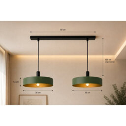 Luminosa Lighting Luminosa Haki Bar Pendant Ceiling Light Green 2X E27 - thumbnail 4