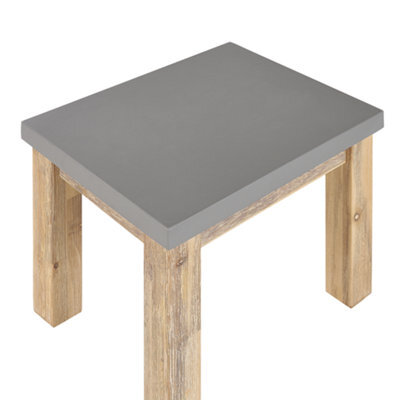 Beliani Grey Fibre Cement Outdoor Garden Stool With Acacia Wood Base - W50 X D40 X H45Cm - image 1