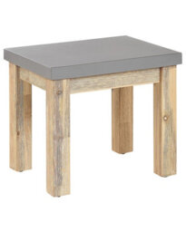 Beliani Grey Fibre Cement Outdoor Garden Stool With Acacia Wood Base - W50 X D40 X H45Cm - thumbnail 3