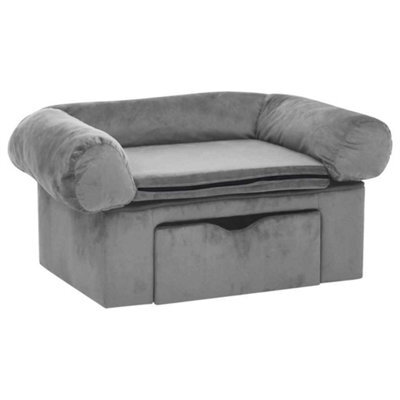 Berkfield Sturdy Dog Sofa With Drawer Grey 75X50X38 Cm Plush - image 1