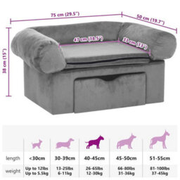 Berkfield Sturdy Dog Sofa With Drawer Grey 75X50X38 Cm Plush - thumbnail 8