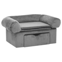 Berkfield Sturdy Dog Sofa With Drawer Grey 75X50X38 Cm Plush - thumbnail 1