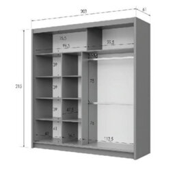 Arte Modern Sand Beige 203Cm Sliding Wardrobe - Mirrored Elegance & Clever Storage - thumbnail 4