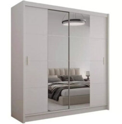 Arte Modern Sand Beige 203Cm Sliding Wardrobe - Mirrored Elegance & Clever Storage - thumbnail 2