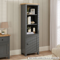 The Furniture Market Marbury Slate Grey Painted Tall Narrow Bookcase With 1 Door Cupboard - thumbnail 4