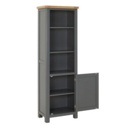 The Furniture Market Marbury Slate Grey Painted Tall Narrow Bookcase With 1 Door Cupboard - thumbnail 5