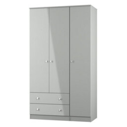 Yarmouth Ready Assembled Modern Matt Grey 2 Drawer Tall Triple Wardrobe (H)1960mm (W)1108mm (D)530mm - thumbnail 1