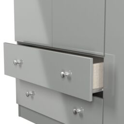 Yarmouth Ready Assembled Modern Matt Grey 2 Drawer Tall Triple Wardrobe (H)1960mm (W)1108mm (D)530mm - thumbnail 4