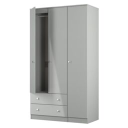 Yarmouth Ready Assembled Modern Matt Grey 2 Drawer Tall Triple Wardrobe (H)1960mm (W)1108mm (D)530mm - thumbnail 2