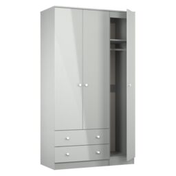 Yarmouth Ready Assembled Modern Matt Grey 2 Drawer Tall Triple Wardrobe (H)1960mm (W)1108mm (D)530mm - thumbnail 6