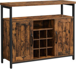 Songmics Storage Cabinet, Sideboard, Buffet Table, 2-Door Cupboard For Dining Room, Living Room, Kitchen, Rustic Brown And Black - thumbnail 6