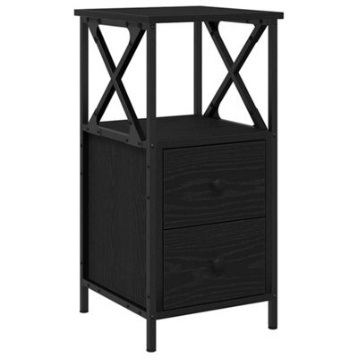 Berkfield Modern Black Oak Nightstand, 34X35.5X70 Cm, Made Of Engineered Wood - image 1