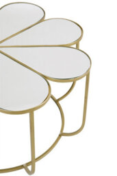 Orsina Modern Petal Coffee Table With Mirrored Top, Gold Finish Decorative Table, Botanical Design Lounge Table - thumbnail 5