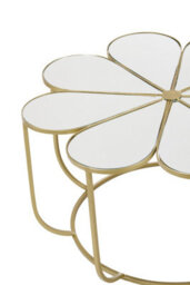 Orsina Modern Petal Coffee Table With Mirrored Top, Gold Finish Decorative Table, Botanical Design Lounge Table - thumbnail 3