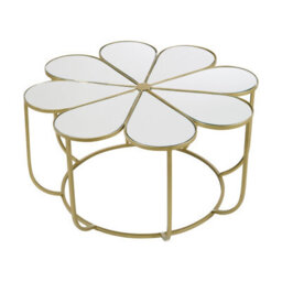 Orsina Modern Petal Coffee Table With Mirrored Top, Gold Finish Decorative Table, Botanical Design Lounge Table - thumbnail 2