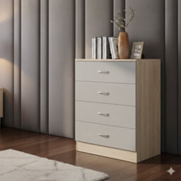 Harmin Pair Of High Gloss Grey On Sonoma Oak Frame Chest Of Drawers - thumbnail 2