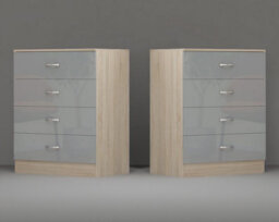 Harmin Pair Of High Gloss Grey On Sonoma Oak Frame Chest Of Drawers - thumbnail 1