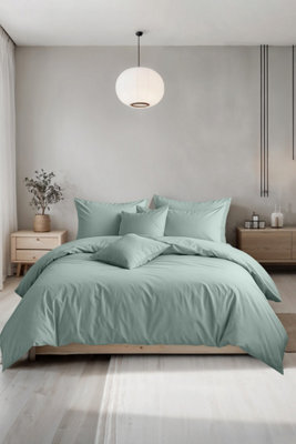 Plain Dyed Easy Care Polycotton Duvet Cover And Pillowcase/s Set Bed Linen Duck Egg Blue - image 1